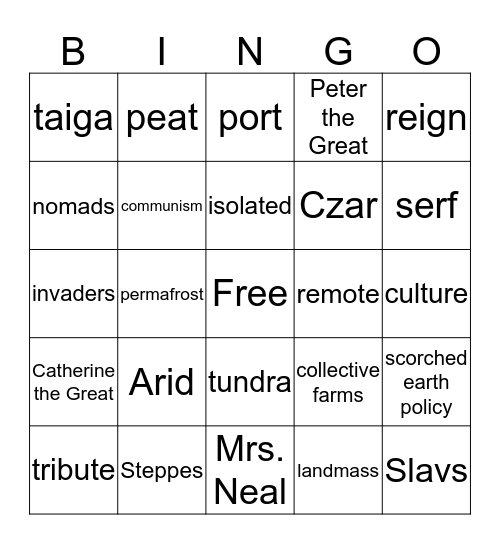 World Culture Bingo Card
