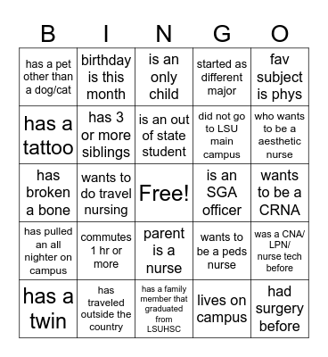 Find Someone Who... Bingo Card