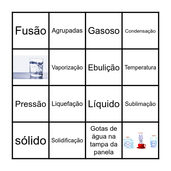 Estados Físicos da matéria Bingo Card