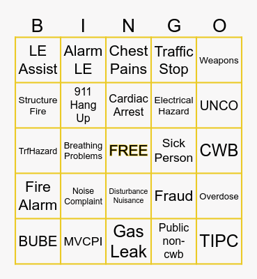 Nature Code Bingo Card