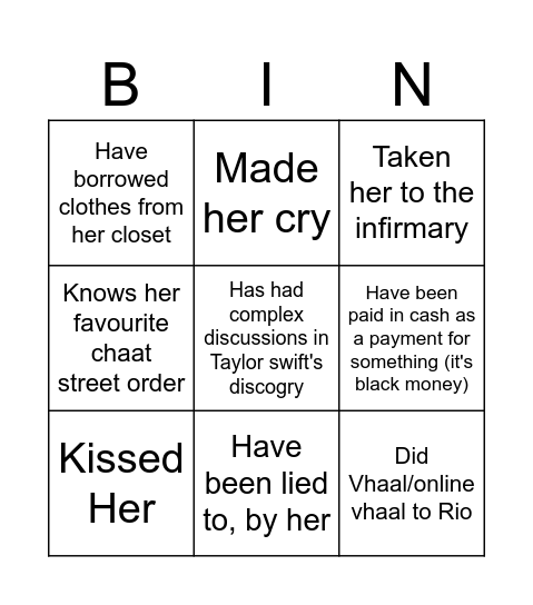 Manashree's Bingo! Bingo Card