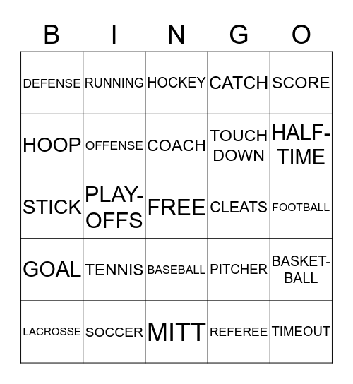 SPORTS BINGO Card