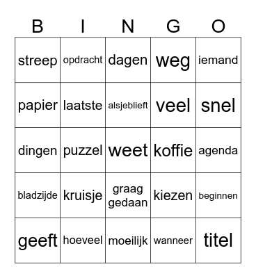 Thema school Bingo Card