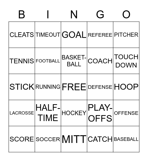 SPORTS BINGO Card