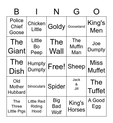 Joe Dumpty Bingo Board Bingo Card