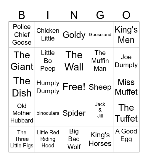 Joe Dumpty Bingo Board Bingo Card