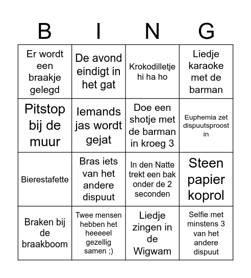 Samenborrel In den Natte X Euphemia Bingo Card