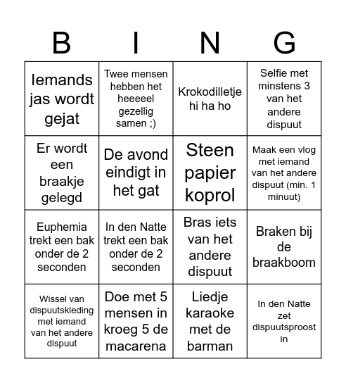 Samenborrel In den Natte X Euphemia Bingo Card