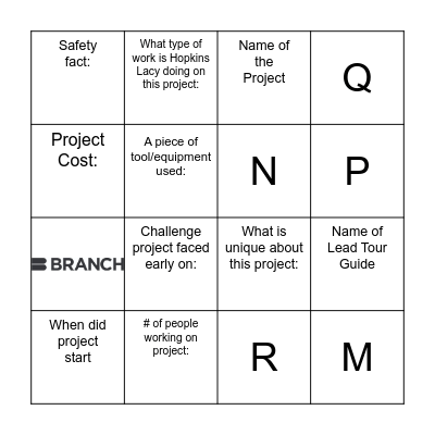 Branch Bingo Card