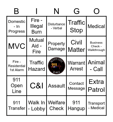 National Public Safety Telecommunicator Week Bingo Card