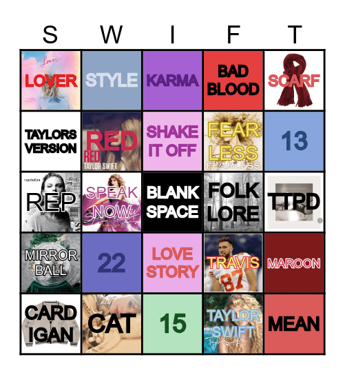 TAYLOR SWIFT BINGO Card