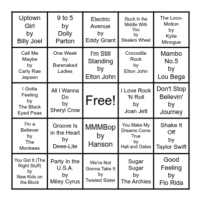 SINGO Bingo Card