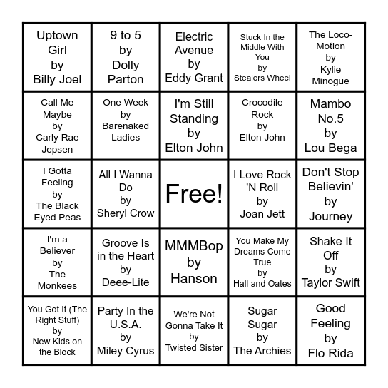 SINGO Bingo Card