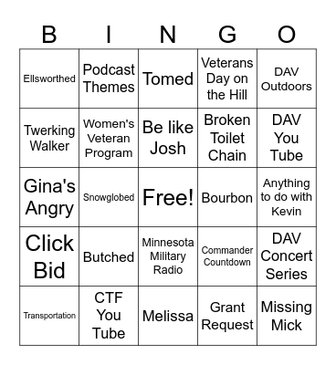 Wednesday Bingo Card