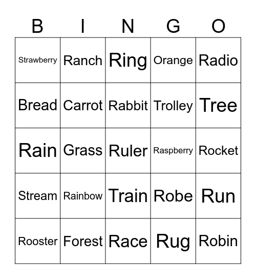 Ruairi's Bingo Card