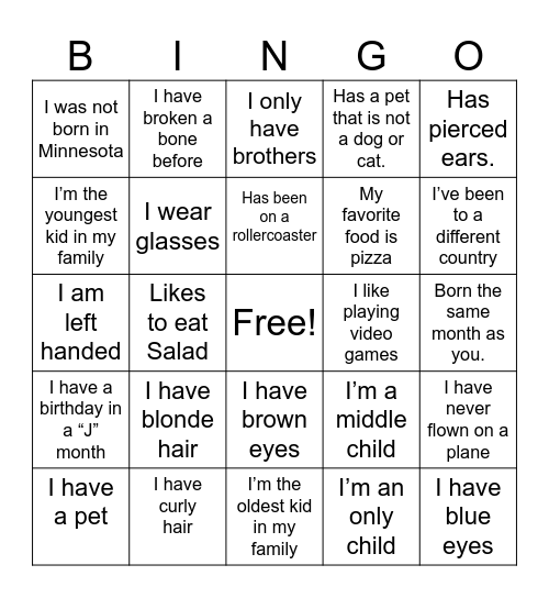 Find Someone Who...BINGO Card