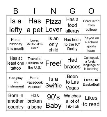 Icebreaker Bingo - Find someone who... Bingo Card