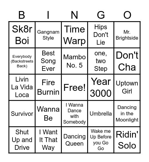 Ambassador Music Bingo Card