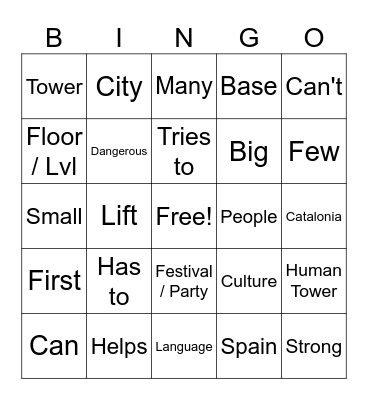 Castells Bingo Card