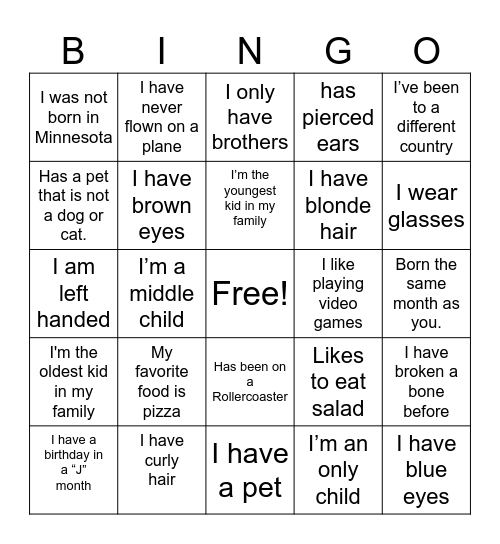 Find Someone Who...BINGO Card