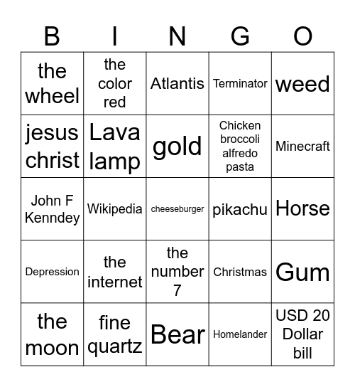 Bigger Ningo Bingo Card