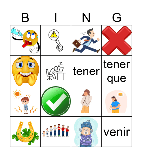 Tener Expressions Bingo Card