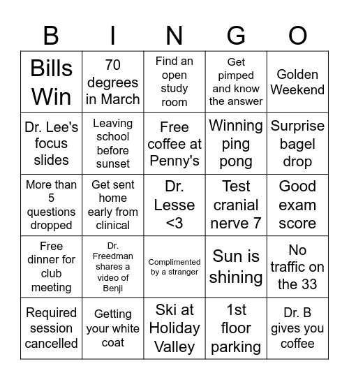 Grocery Bingo Card