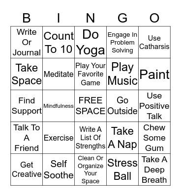 COPING SKILLS BINGO Card