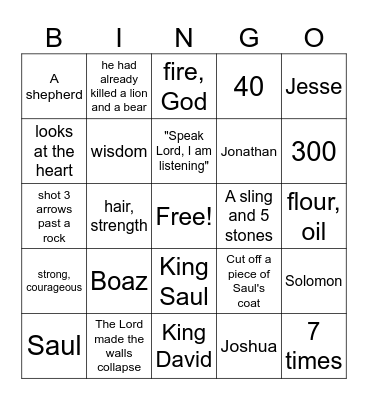 Bible Bowl Review Bingo Card
