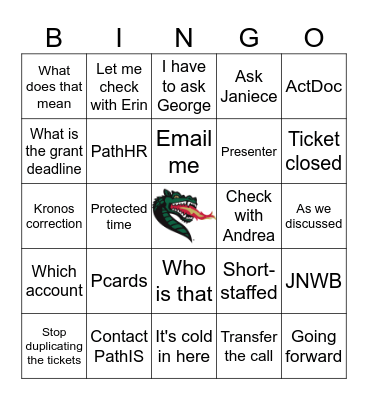 Staff Retreat 2024 Bingo Card