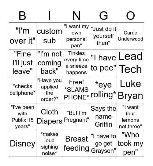 Ali Bingo Card