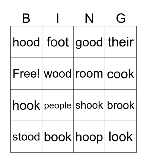 Spelling Test Bingo Card