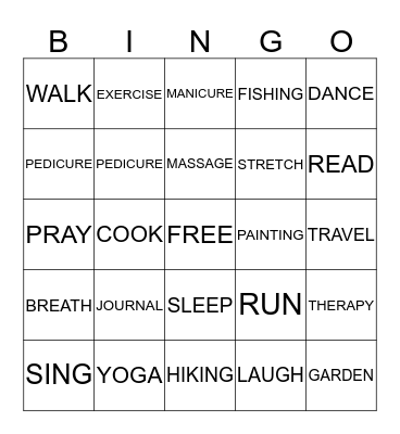 WAYS TO COPE WITH STRESS Bingo Card