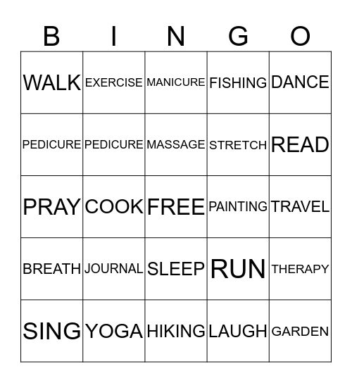 WAYS TO COPE WITH STRESS Bingo Card