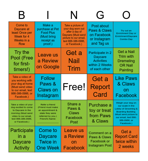 Daycare with a Difference Bingo! Bingo Card