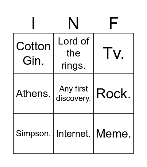 Infinite Craft Bingo Card