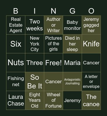 "Verity" Bingo Card