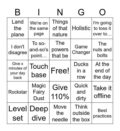 Business Lingo Bingo Card