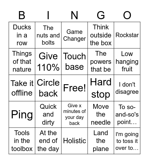 Business Lingo Bingo Card