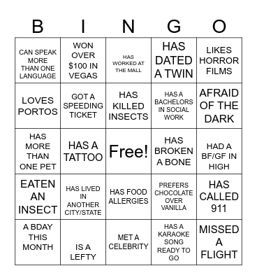 My Last Tea Time Bingo Card