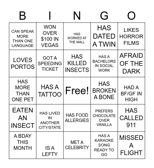 My Last Tea Time Bingo Card