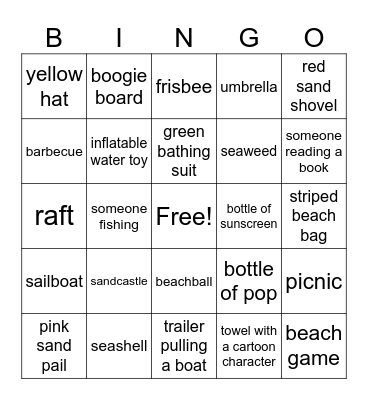 Beach Bingo Card