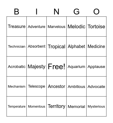 BINGO! Bingo Card