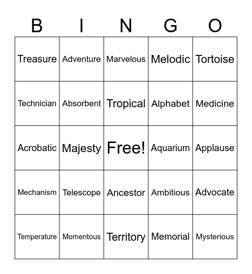 BINGO! Bingo Card