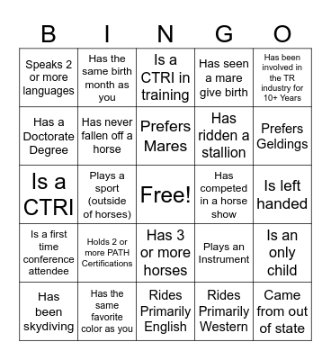 Find Someone Who Bingo Card