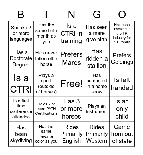 Find Someone Who Bingo Card