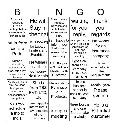 Puncutation Bingo Card