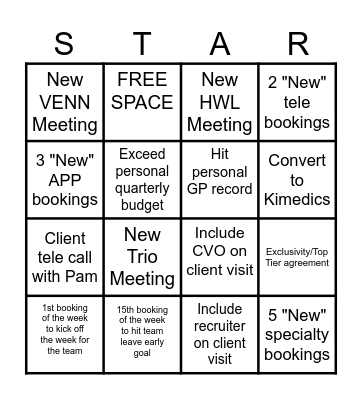 RAP STAR Bingo Card