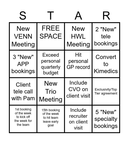 RAP STAR Bingo Card
