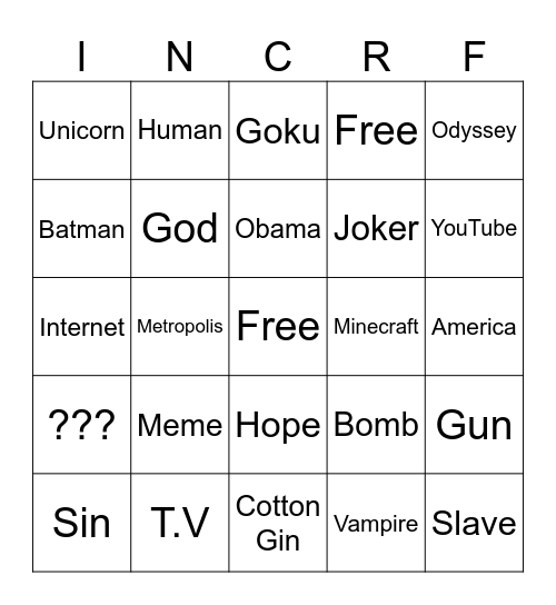 Infinite Possibilities Bingo Card